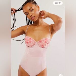 For Love And Lemons Skye Pink Floral Bodysuit Size XS NWT